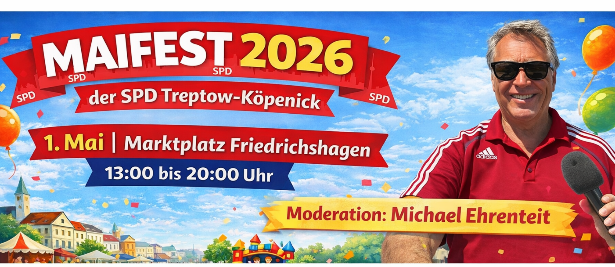 mit ki generiertes Bild für das Maifest der SPD Treptow-Köpenick am 01. Mai 2026 in Friedrichshagen
